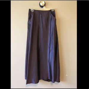Purple Satin Maxi Skirt With Pockets